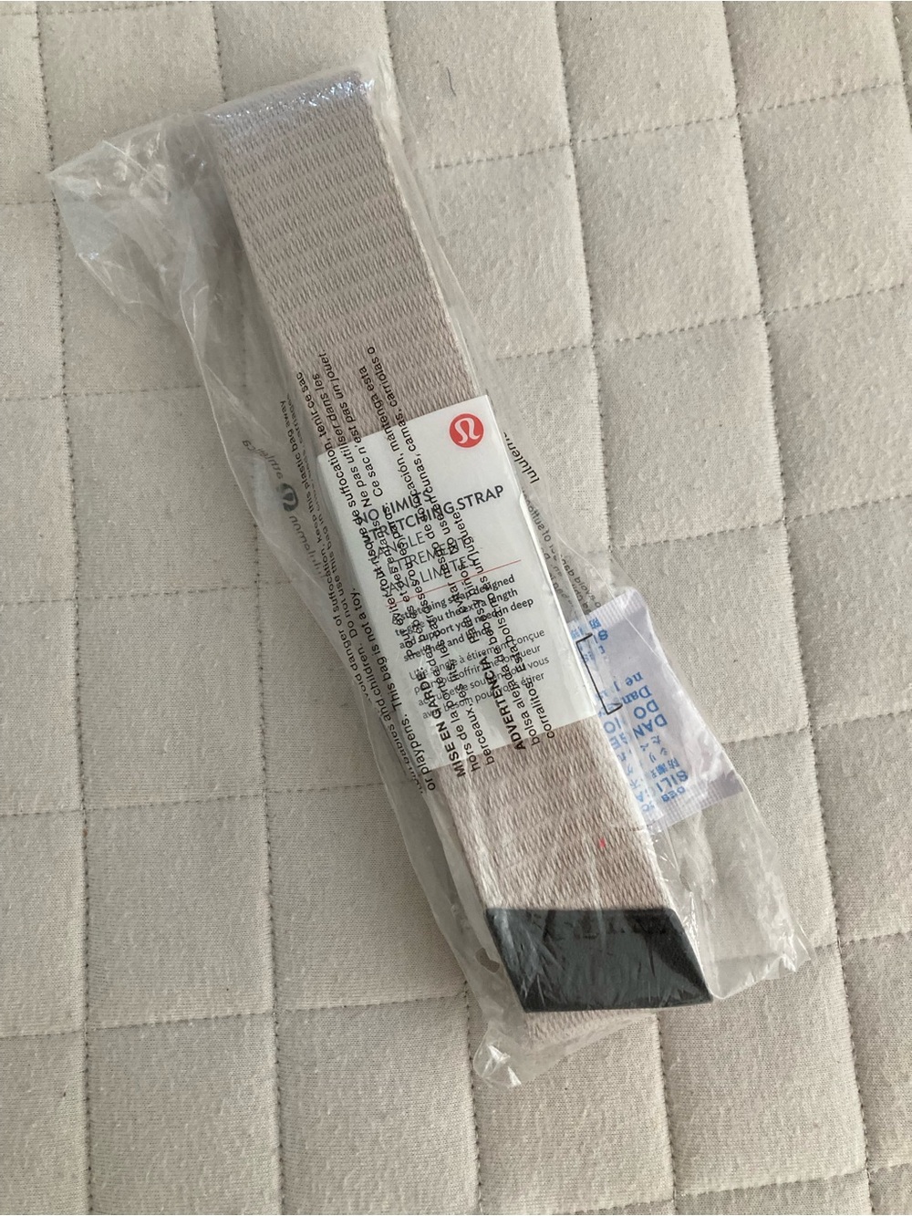 lululemon athletica No Limits Stretching Strap in Light Beige and Black Logo